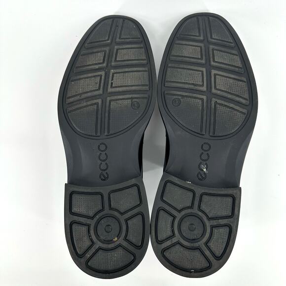 Ecco Biarritz Shoe Men 9 Black Leather Oxford Cap Toe Lace‎ Up Comfort Office - Picture 8 of 9